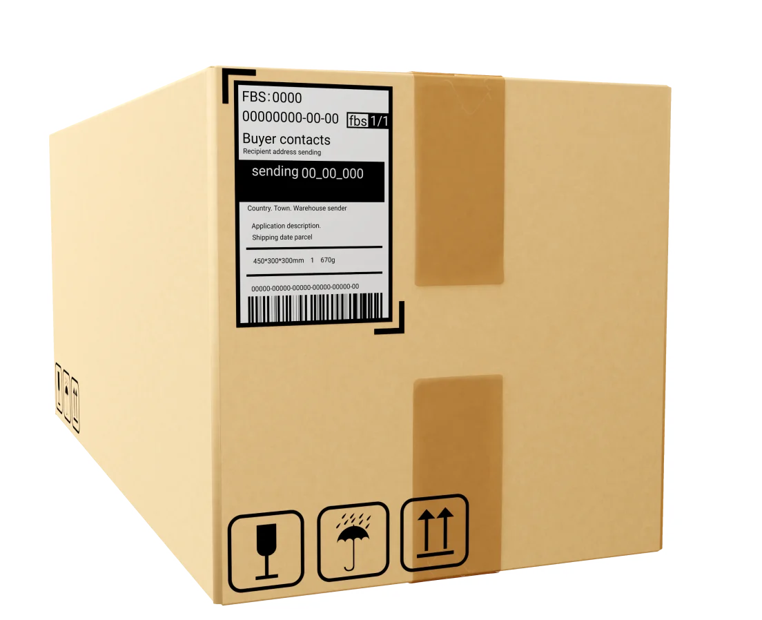 close-up of package
