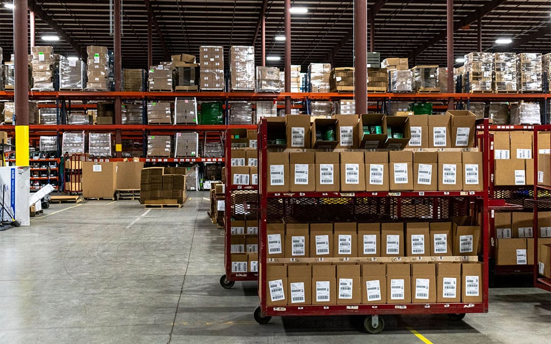 custom packaging boxes in a fulfillment center
