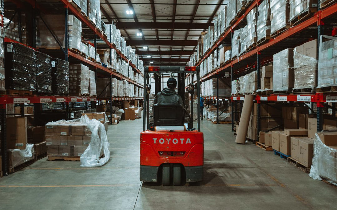 a man on a forklift