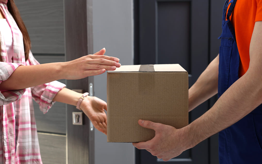 a customer receiving a package