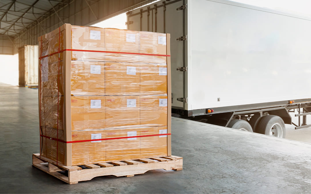 A pallet loaded into a warehouse