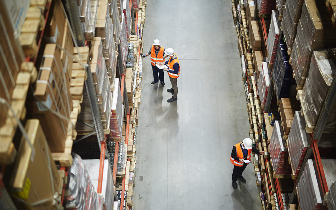 warehouse workers counting inventory