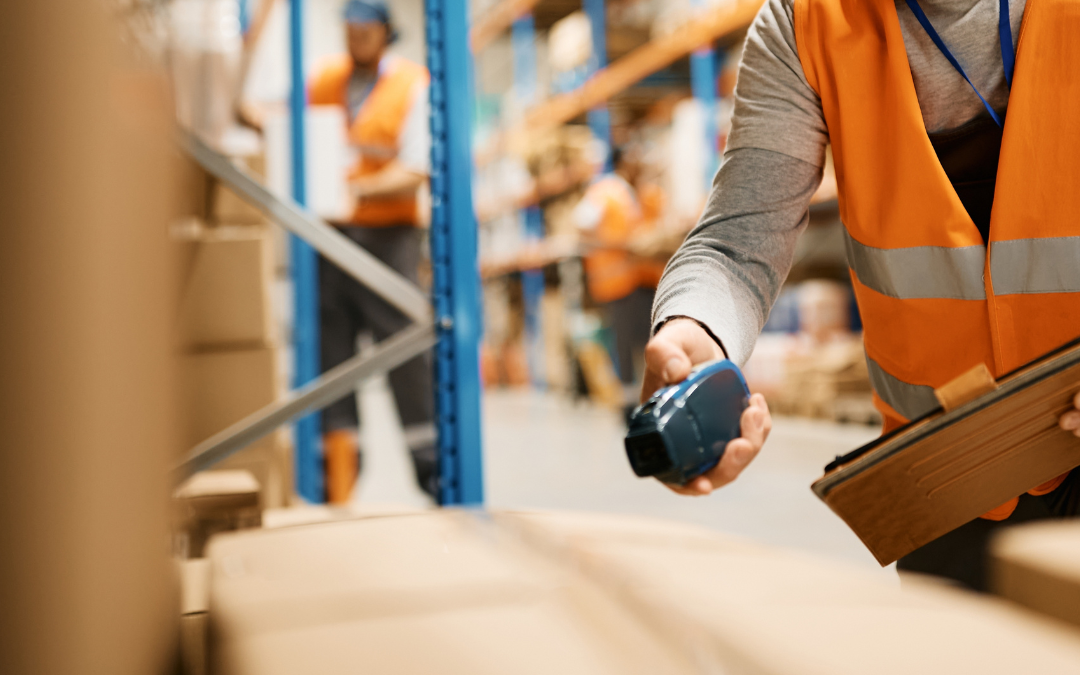 fulfillment center working scanning packages